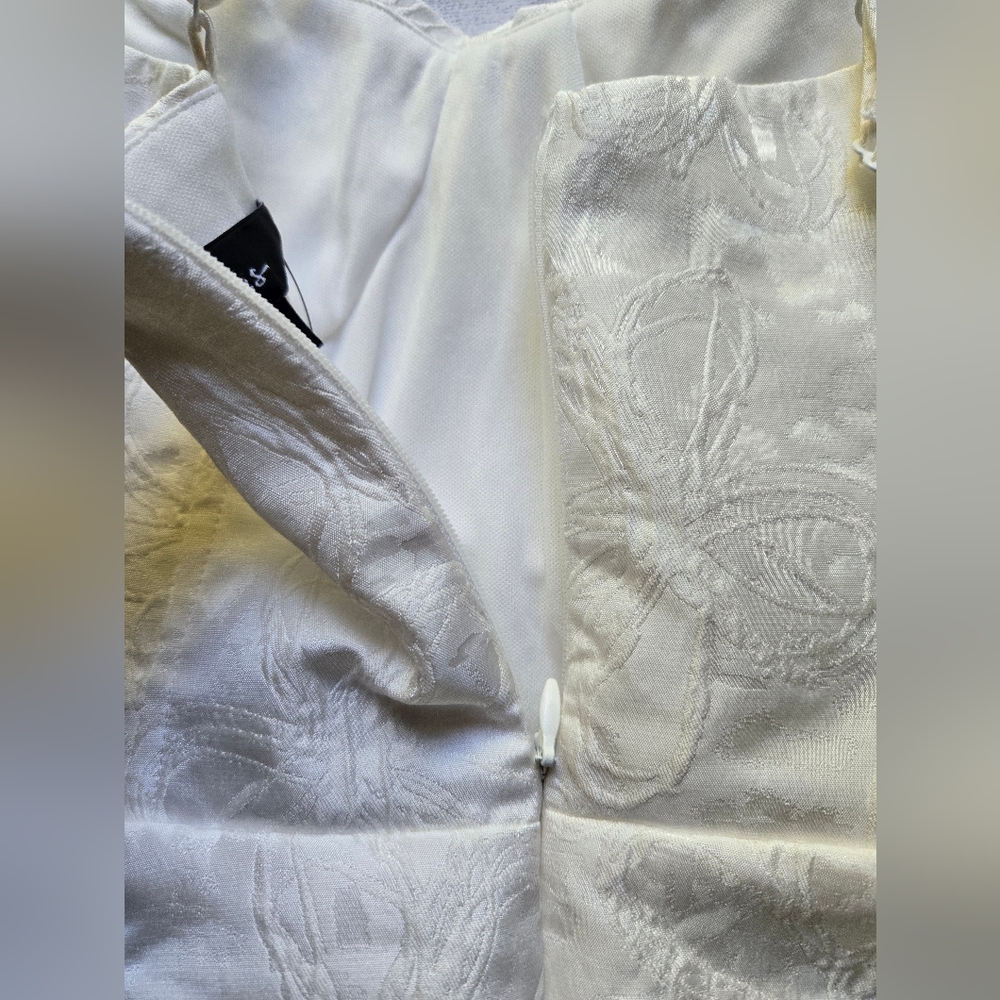 Lulus Meet Me For Tea White Jacquard Bustier Midi Dress - Picture 8 of 8